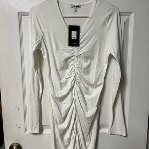 Fashion Nova White Ruched Mini Dress